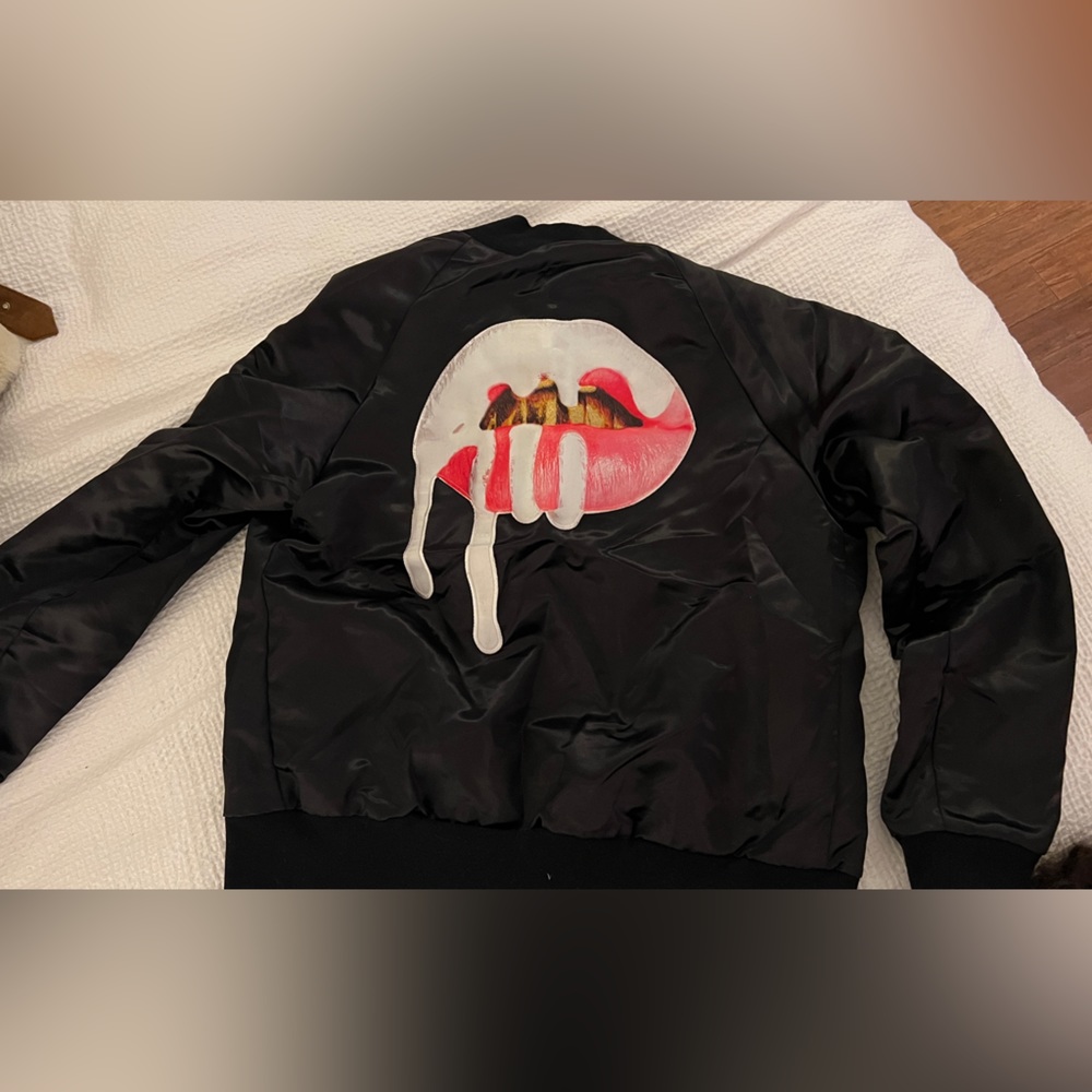 Kylie Jenner Black Bomber Jacket from NYC pop up